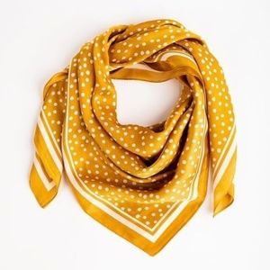 NEW Cleobella Silky Gold Scarf Polka Dots Marigold